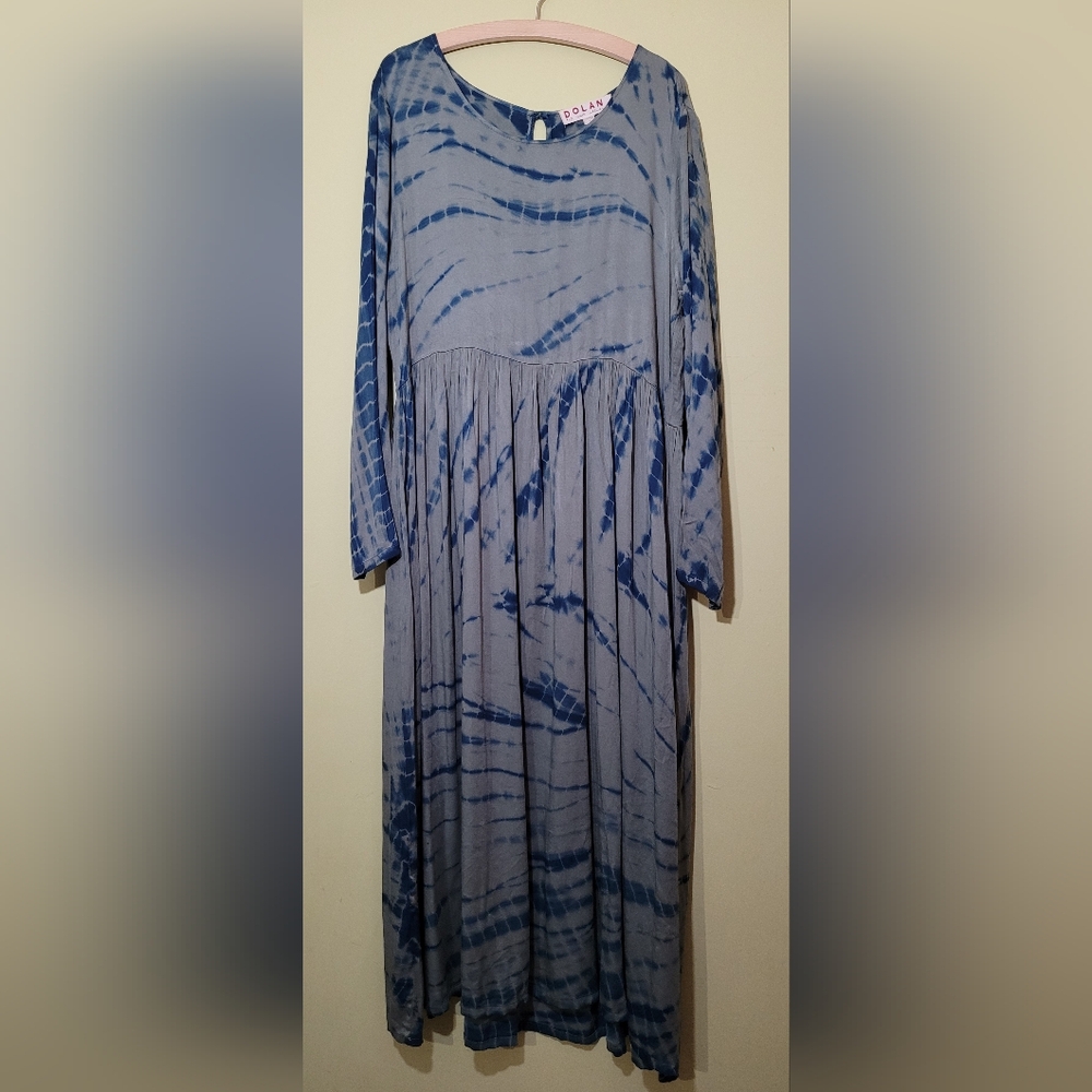 Anthropologie Dolan Green Blue Hand Tie-Dye Oversize Maxi Dress Large